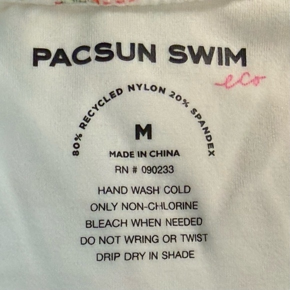 PacSun Swim One Piece Swimsuit, Women’s Size M White Red Floral Gingham Tie Back - Picture 6 of 6